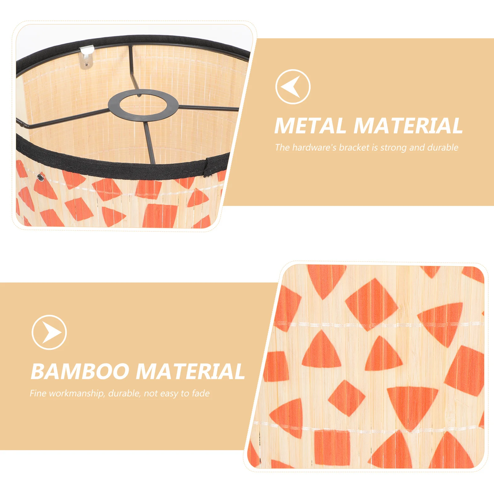 

1 шт. шикарный абажур с принтом, высококачественный бамбуковый и металлический светильник для домашнего декора, настольный, напольный, потолочный светильник, абажур, орнамент