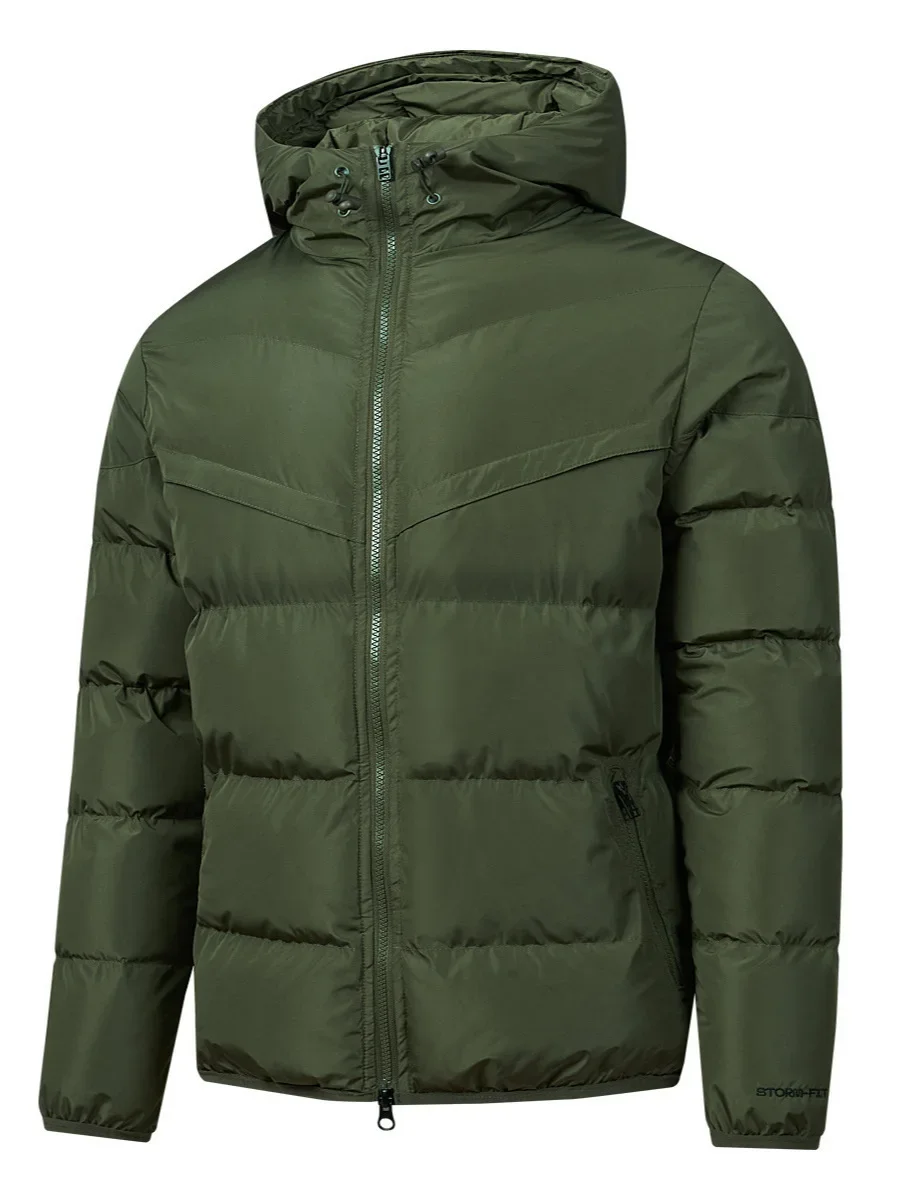 Winter Men Hooded Jacket Fashion Thicken Warm Contrast Color Male Outerwear Long Sleeve Zipper Sport Casual Man Down Coat