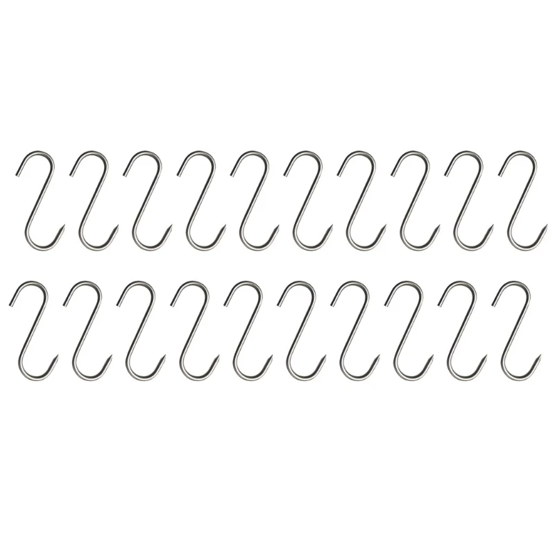 

448B S Hooks with for Sharp Tip Stainless Steel Utensil Kitchen Pan Clothes 20 Pcs Kitchen Baking Tools For Hot Cold Smo