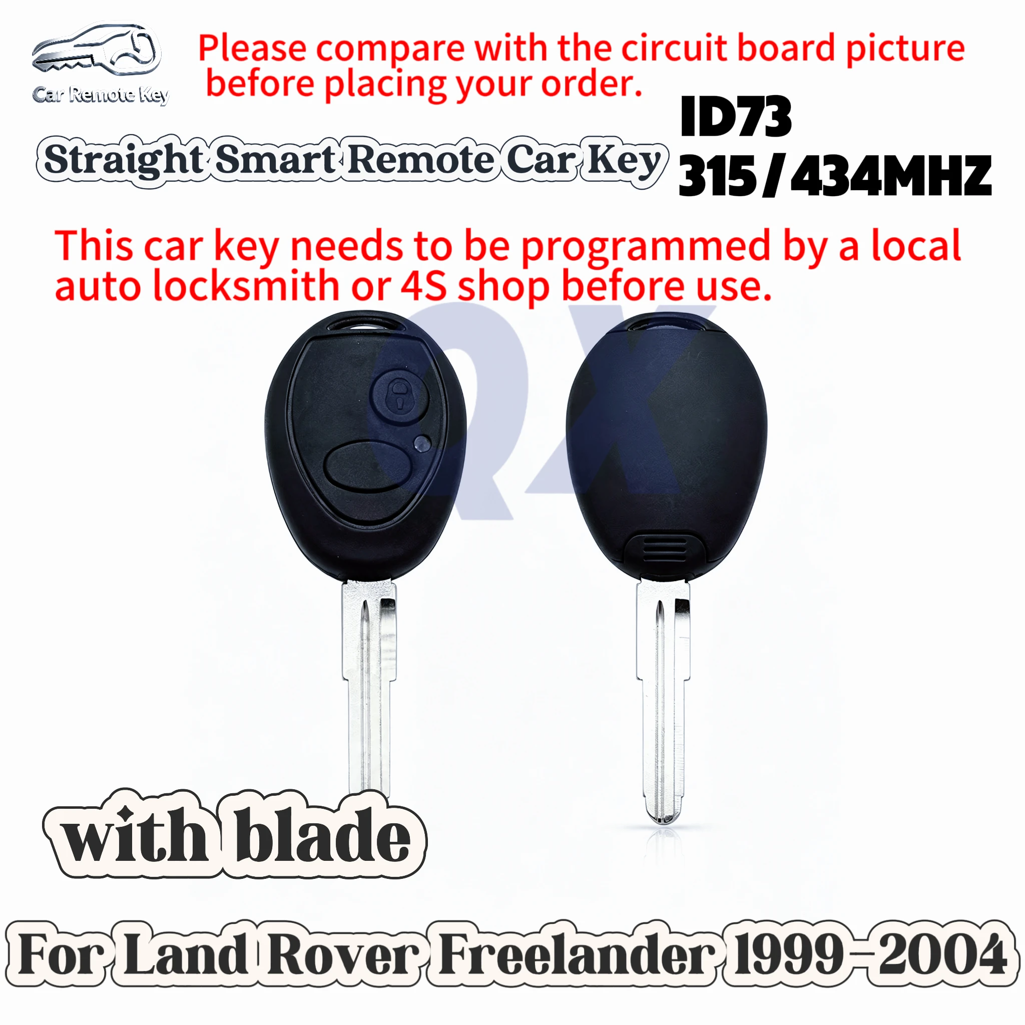 Straight Smart Remote Car Key and shell For Land Rover Freelander 1999-2004,ID73 315/434MHz