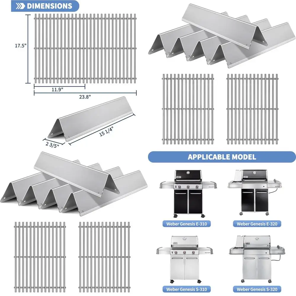 

Weber Spirit 300 и GS4 II 300 решеток: 15,3 решеток для ароматизаторов и 17,5 решеток для приготовления пищи