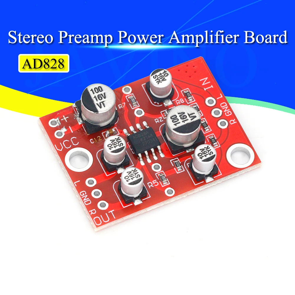 1-10Pcs DC 5V-15V 12V AD828 Stereo Preamp Power Amplifier Board Preamplifier Module