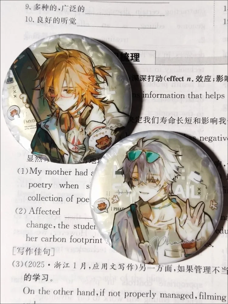 أنيمي هونكاي: ستار السكك الحديدية Phainon Mydei المعجنات الشيف المعادن بريق بروش شارة بدبوس مجوهرات اكسسوارات للملابس على ظهره هدية #4