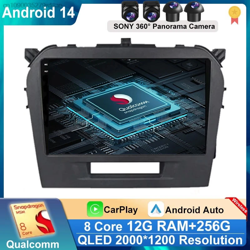 

5G For Suzuki Vitara 4 2014-2018 DVD Android 14 Multimedia Car Auto Radio High-performance CPU Stereo Player GPS TV Navigation