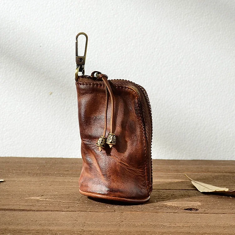 New Fashion Cow Genuine Leather Men Women Car Key Wallet Multi Function Key Case Female Male Zipper Housekeeper Holders