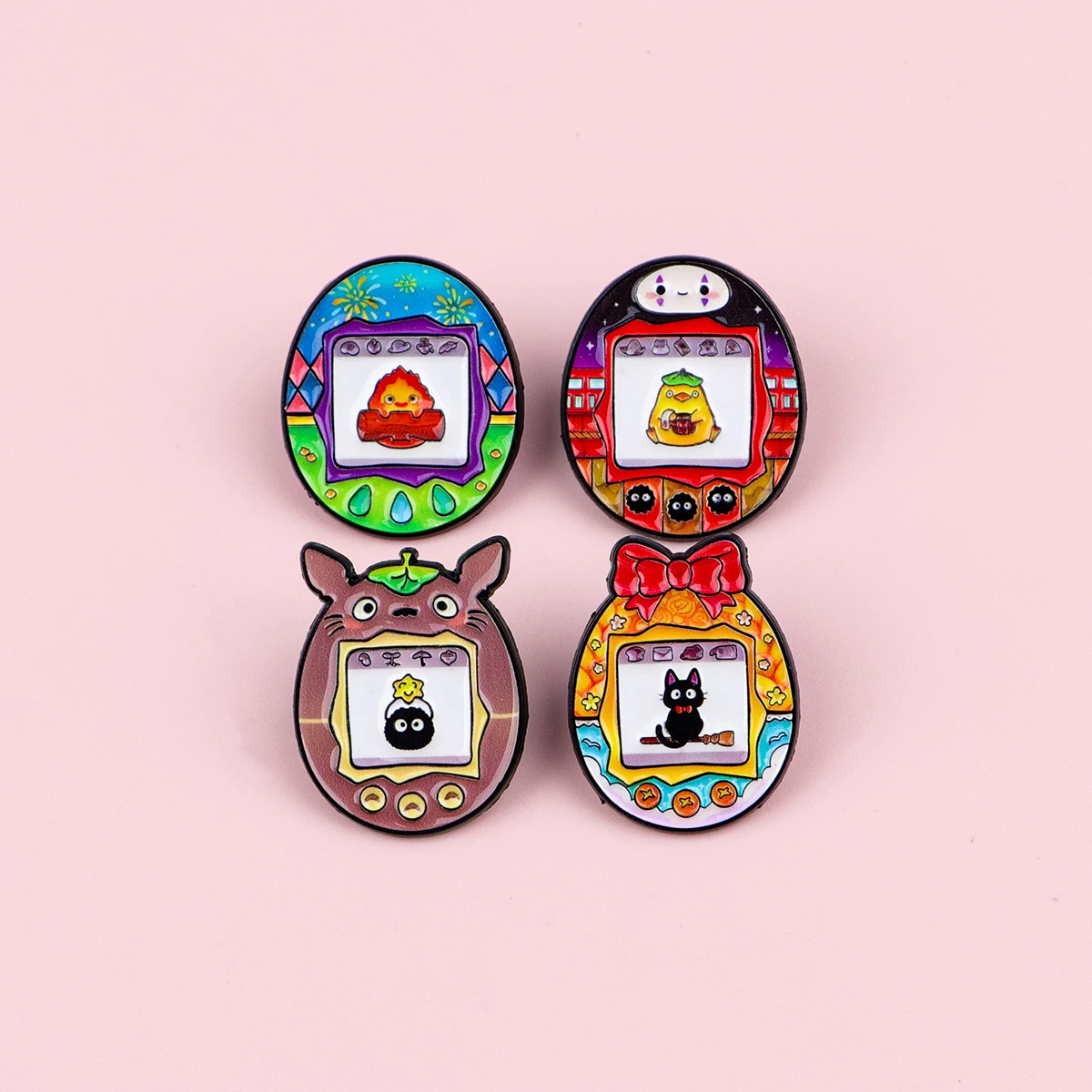 Mix 4pcs/set Lovely Manga Elves Enamel Pins Oval Metal Brooch Backpack Hat Bag Collar Badges Fashion Jewelry Collection Gift