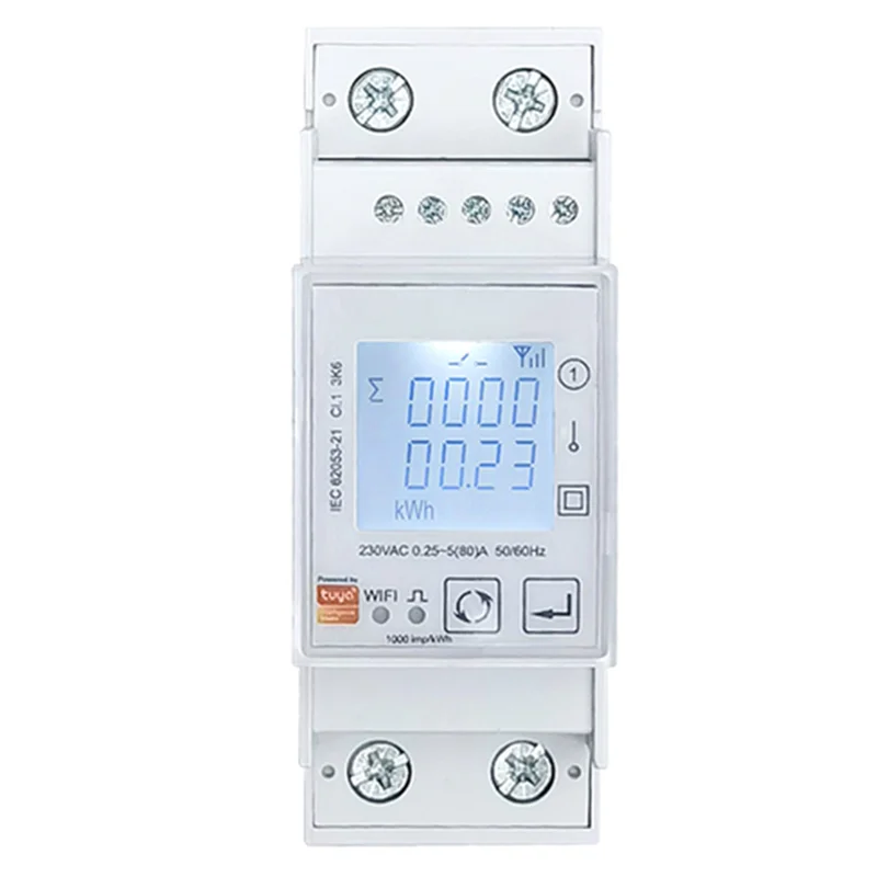 Tuya Smart ZigBee Energy Meter Single Phase 80A Din Rail Power Monitor KWh Wattmeter Voltmeter 110V 220V 50/60Hz