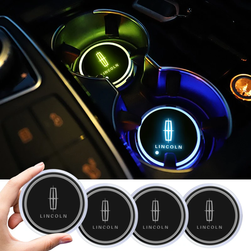 1/2pcs Car USB Charging Luminescent Cup Pad Interior Atmosphere Lamp For Lincoln MKC MKZ MKX MKT Corsair Nautilus Navigator Fly