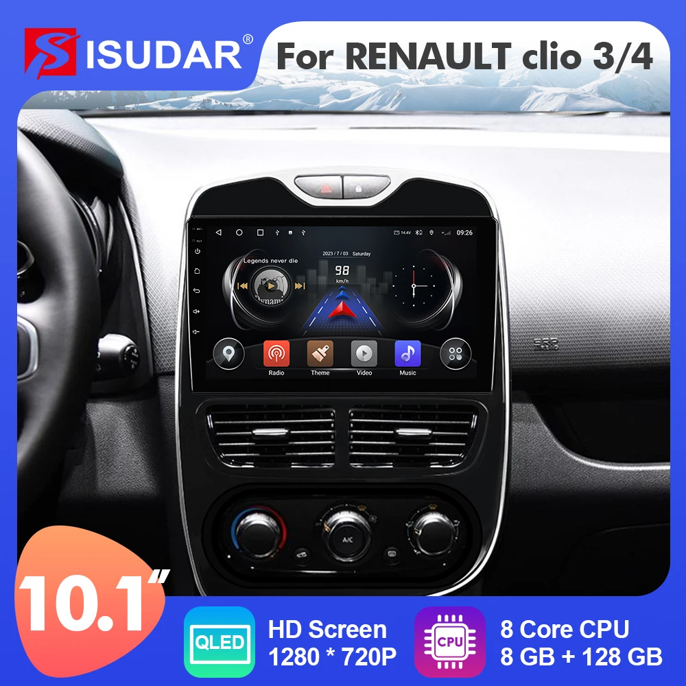 

10.1 Inch Isudar Android 12 Car Multimedia Radio For Renault clio 3 4 2013-2018 Carplay Auto Stereo Player No 2din