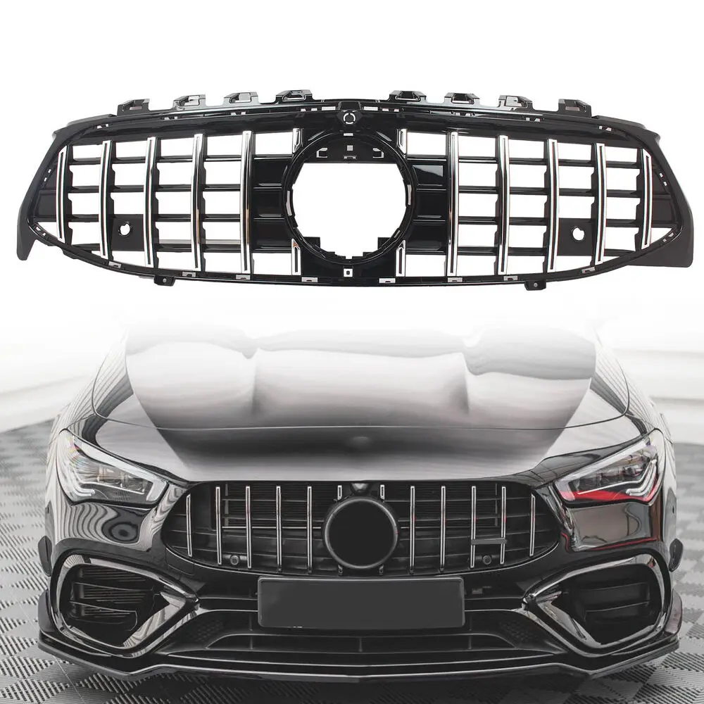 

GTR Style Front Grille Fit 20-22 CLA-Class For MERCEDES BENZ C118 W118 Chrome Black