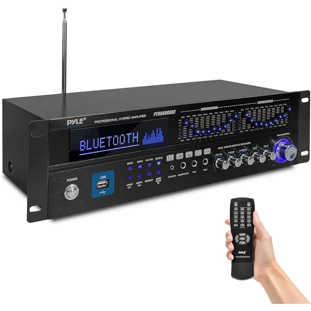 % un receptor amplificador de potencia estéreo de montaje en bastidor de audio con