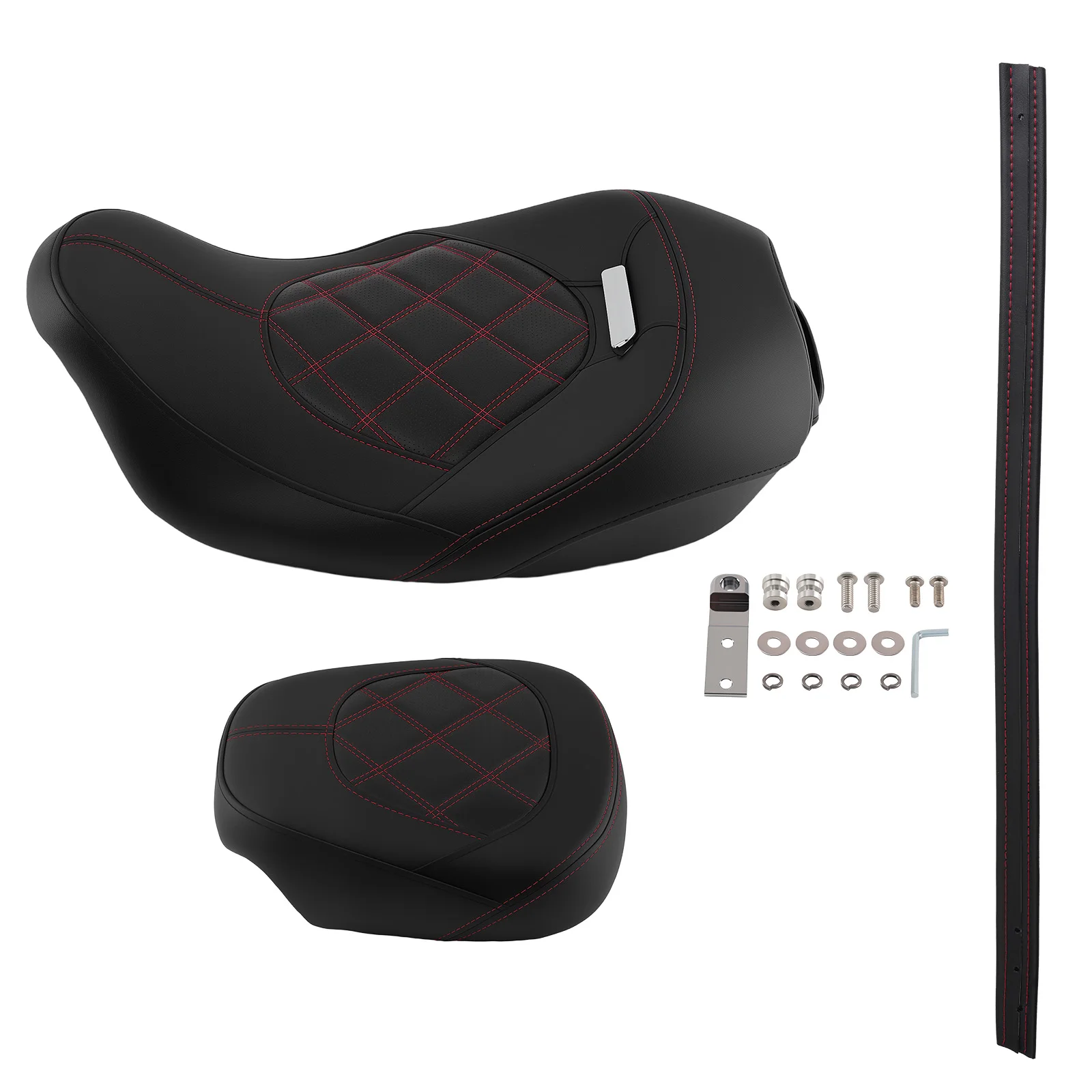 

Front Rear Black Seat Set for Harley Touring 2009-Later Red Stitch Driver