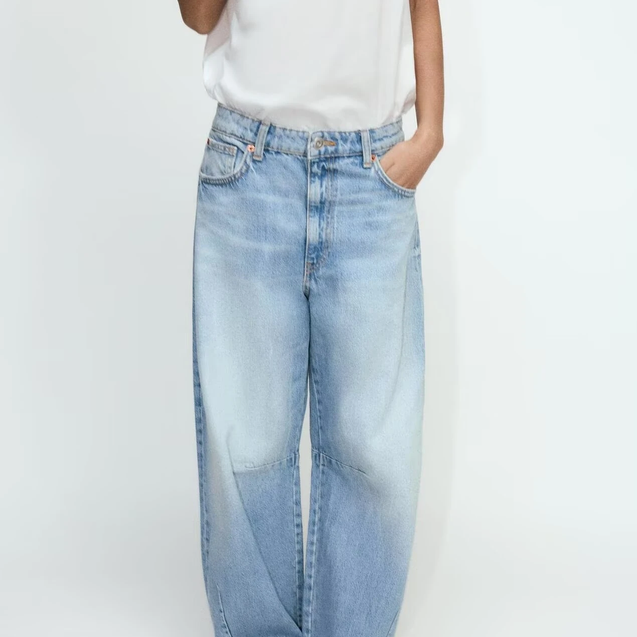 Spring 2025 New TRF Women's Loose Wide Leg Jeans Multi-Color mid Waist Balloon Style Denim Pants Casual Loose Fit Jeans