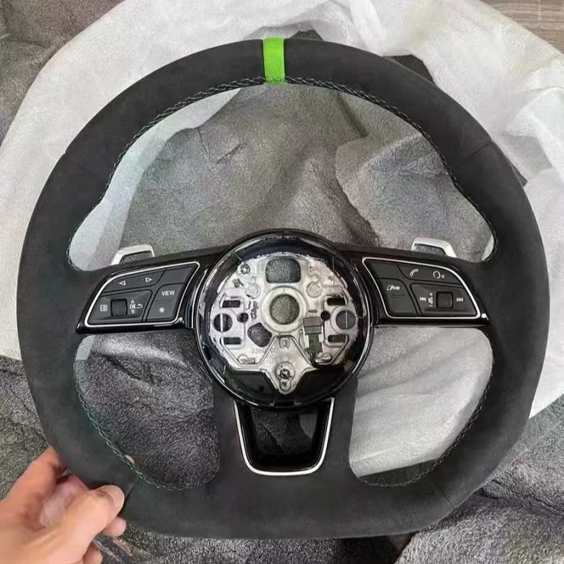 Suede Leather Steering Wheel For Audi A1 A3 A4 A5 A6 A7 S3 S4 S5 RS3 RS4 RS5 Multifunctional Steering Wheel Car Accessories