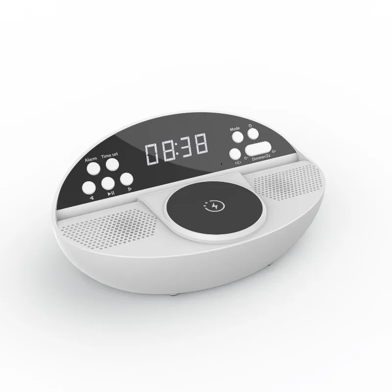 

FM Radio Wireless Charging Bluetooth Speaker Home Portable Bluetooth Speaker with Clock Alarm Clock Speaker