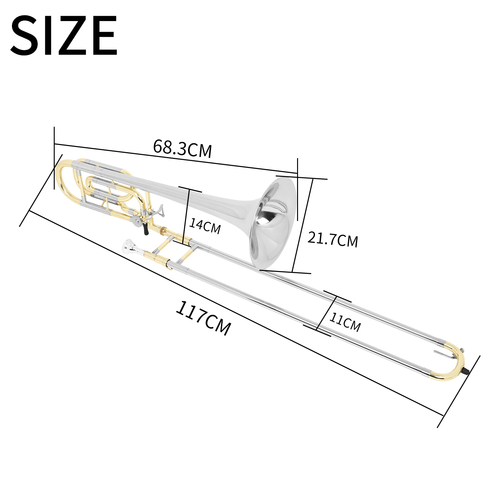 SLADE Tenor Trombone Gold & Silver Bb Brass Lacquered Gold Plated Trombone Professional Brass Instrument With Mouthpiece Case