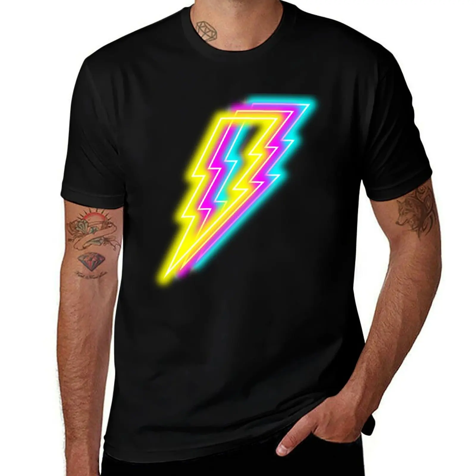 

Neon Lightning Bolt T-Shirt black cotton t-shirt plain for man package man t shirts graphic T-Shirt
