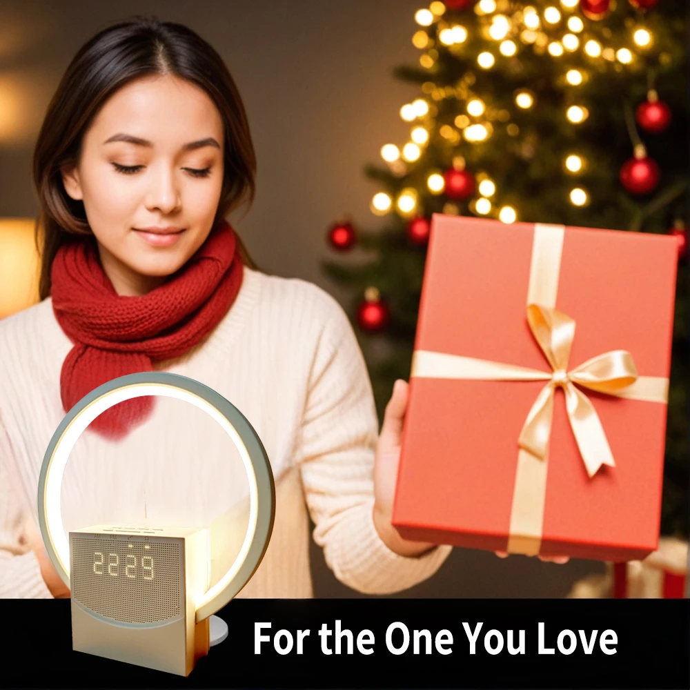 ساعة منبه محاكاة شروق الشمس مع مكبر صوت بلوتوث آلة الضوضاء البيضاء LED مكتب ضوء الليل ديكور المكتب المنزلي لغرفة النوم #5