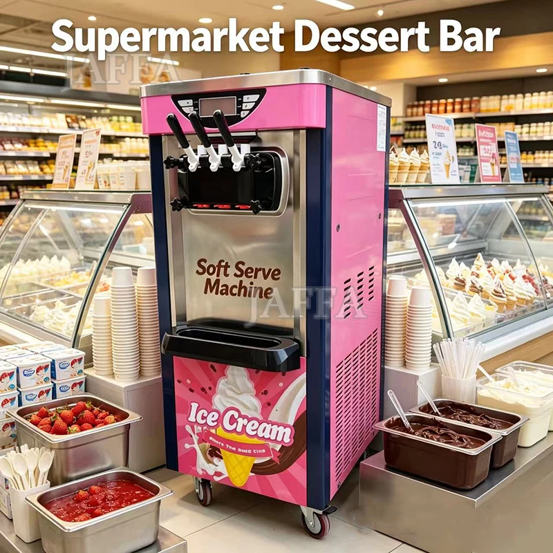 Ice Cream Maker Machine Automatic Upright with Built-in Compressor, LCD Digital Display & Timer, No Pre-Freezing