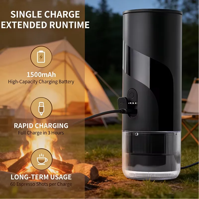 20 BAR Portable Electric Coffee Machine Capsule 2 in 1 Coffee Grinder Travel Coffee Maker for Car and Home Camping Outdoor
