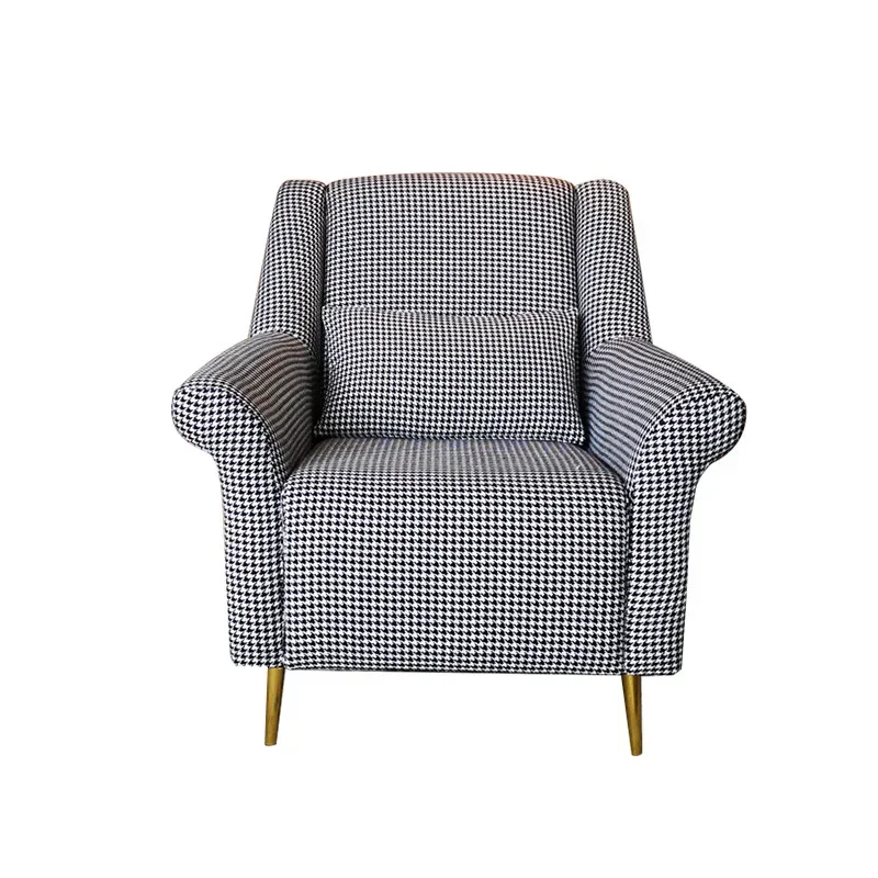 

American light luxury single sofa thousand bird grid fabric small apartment living room simple