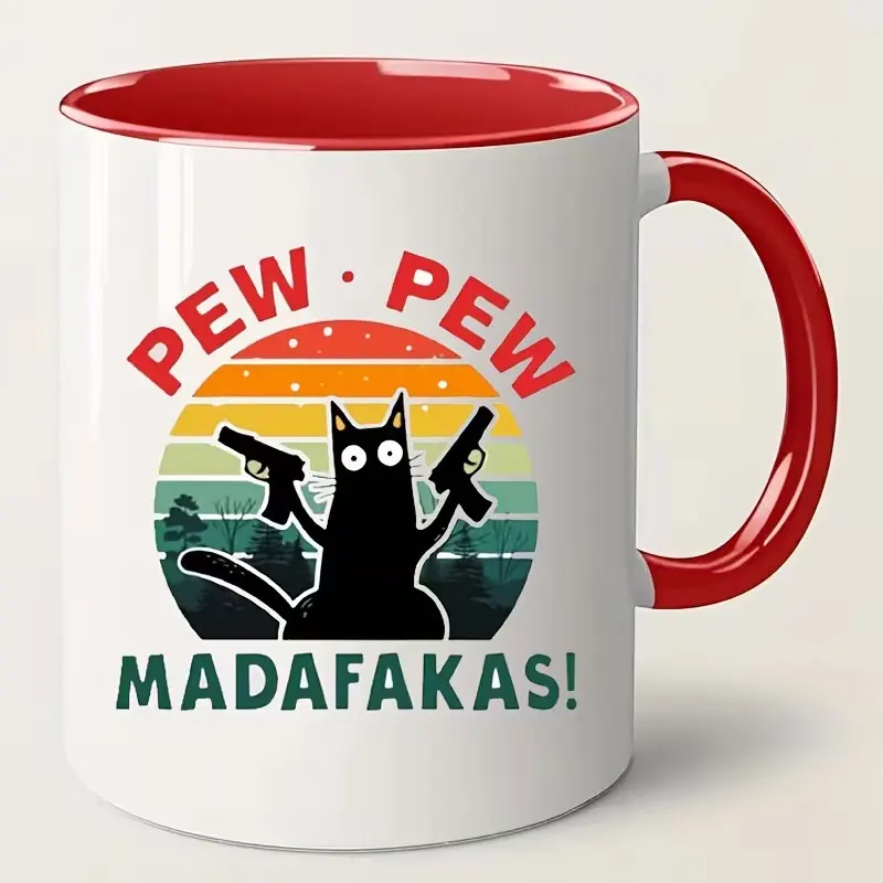 1 Stück, lustige Kaffeetasse mit schwarzer Katze, Keramik-Kaffeetasse, Geburtstagsgeschenk, Weihnachtsgeschenk, Neujahrsgeschenk