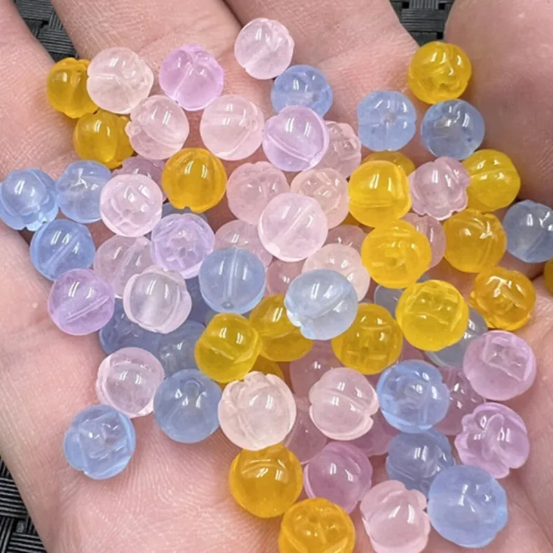 Jade Scattered Beads Ice-like Lotus Beads Scattered Beads Pink8mm Scattered Beads Quartz Rock Jade Accessories Beads Lake Blue A