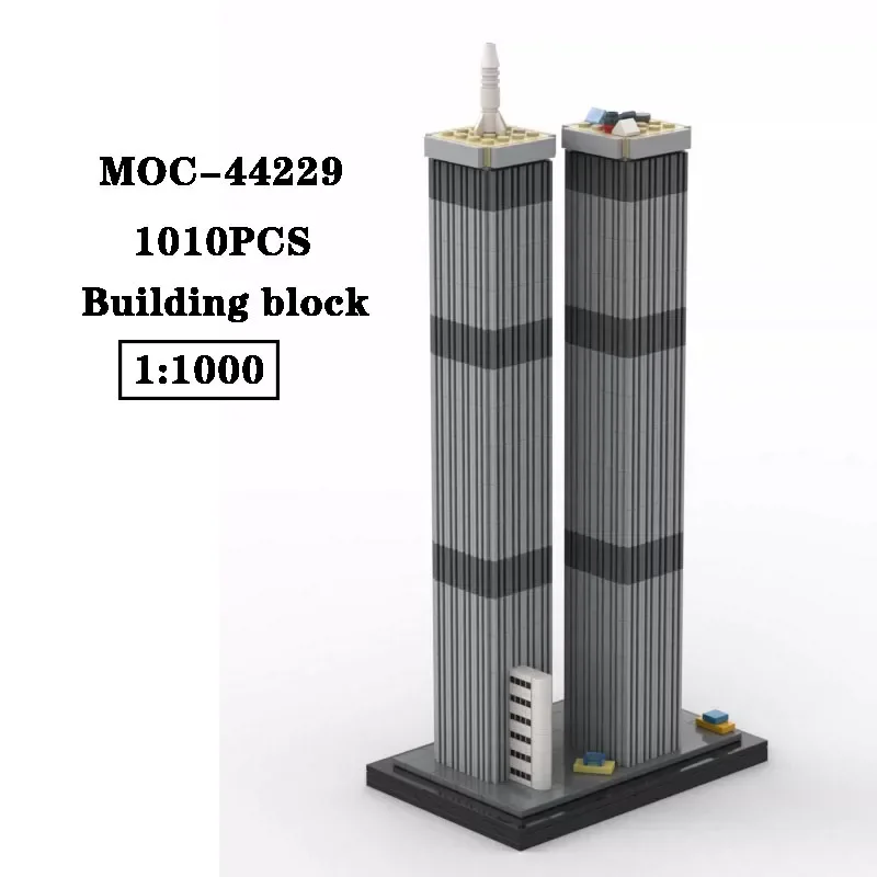 

Building Block MOC-44229 Twin Star Building 1:1000 Connection Building Block Model 1010PCS Adult and Children Toy Birthday Gift