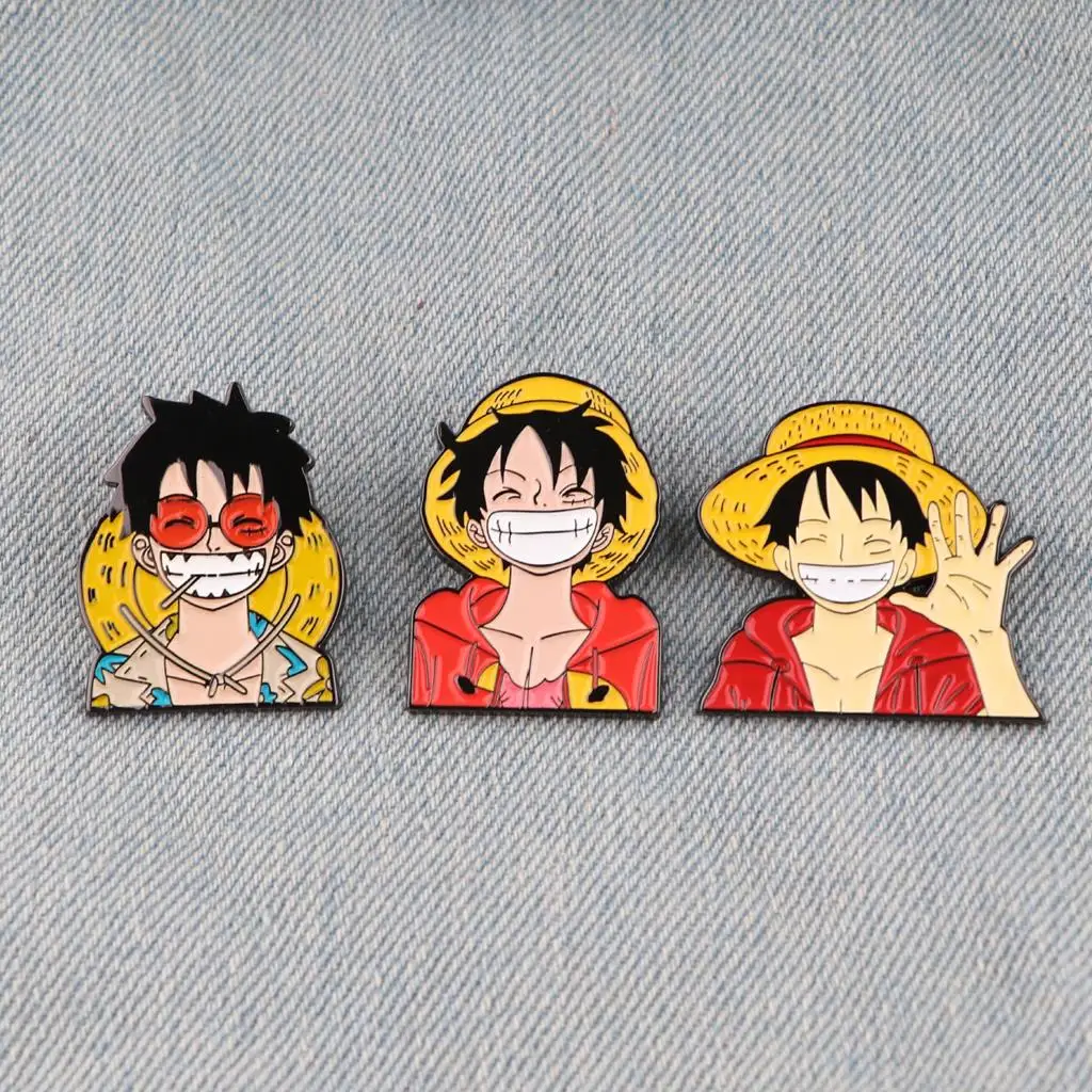 Japanese Anime Enamel Pins Luffy Lapel Pins for Backpack Brooches for Clothing Briefcase Badges Jewelry Accessories