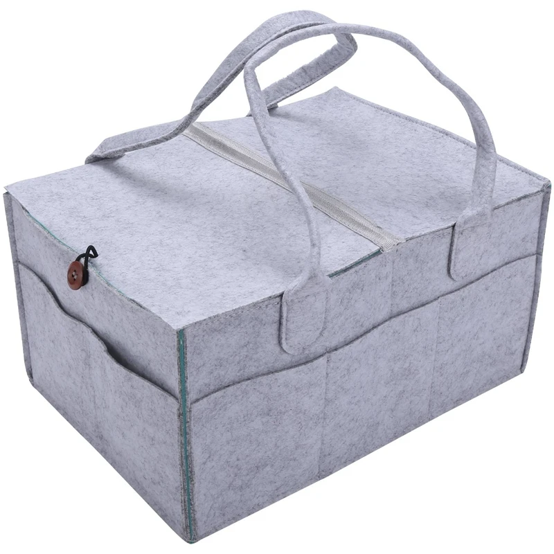 Foldable Felt Baby Diaper Caddy Organiser Removable Lid Storage Bag Kid Toys Portable Bag Box For Car Travel Changing Table Orga