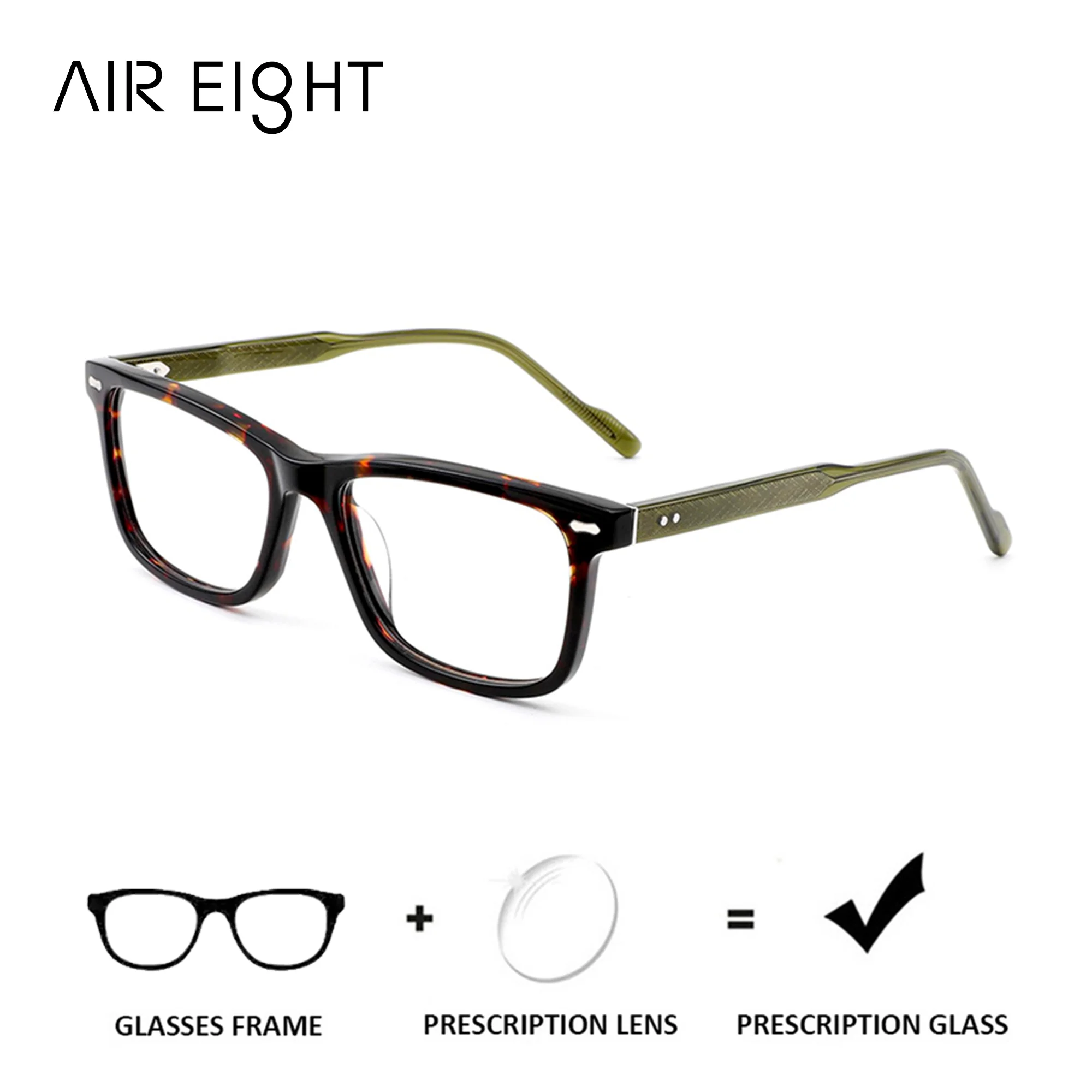 

AIR EIGHT Square Acetate Prescription Glasses For Women Men Progressive/Photochromic Optical Lenses With Recipe Myopia Eyewear
