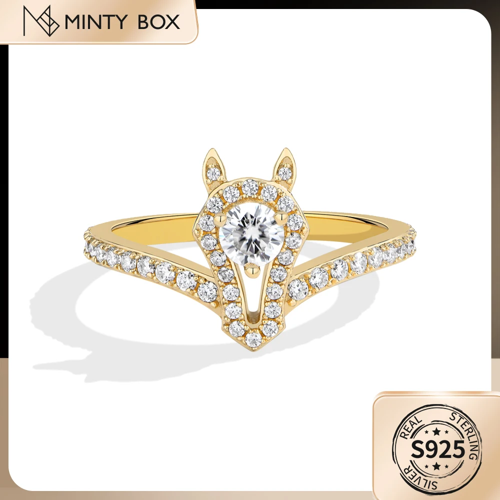 

MINTYBOX Moissanite 925 Sterling Silver Ring Horse Head Rings Finger Jewelry For Women Girl Friends Birthday Wedding Gift