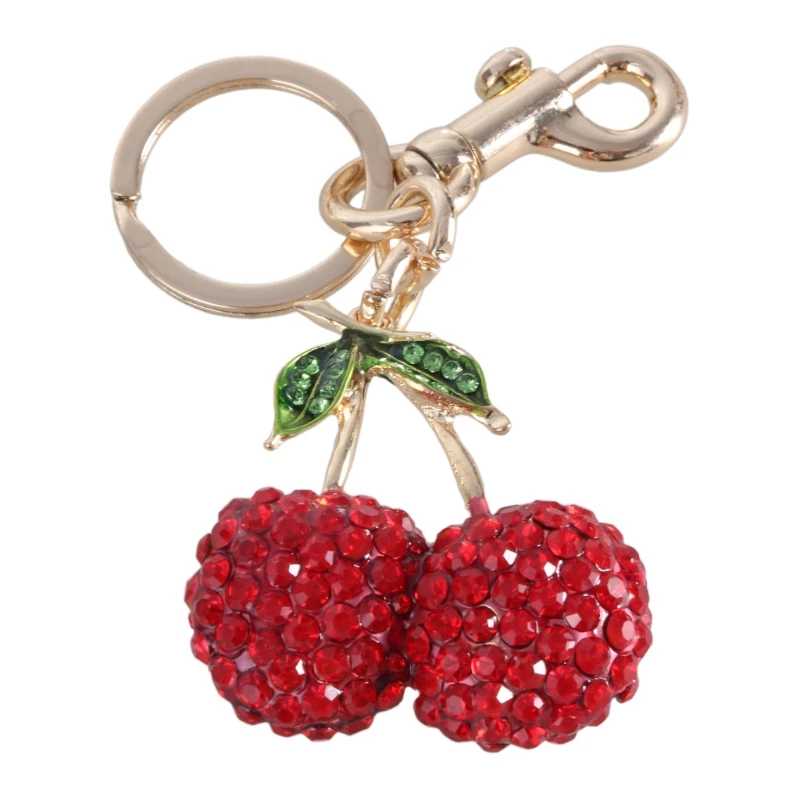 

Unique Rhinestones Cherries Charm Keychains Ornament Pendant Keyring Decoration