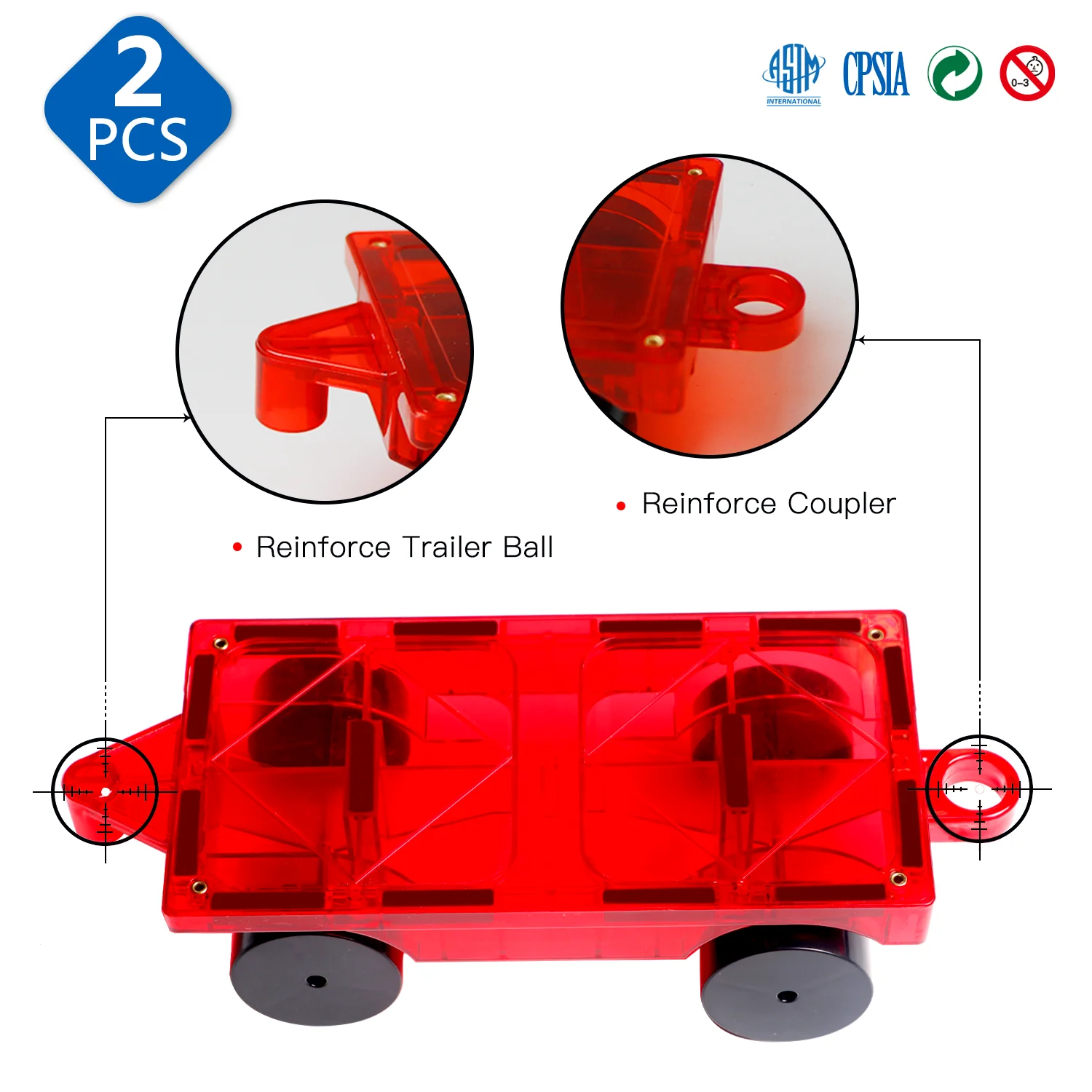 Romboss 2pcs Car Set Suitable for Big Size Magnetic Building Blocks Magnet Tiles Intelligent Montessori Educational Toy for Kids