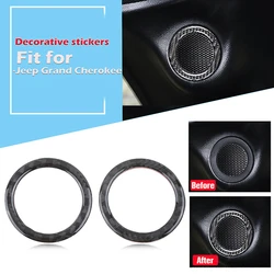 Car Rear Loudspeaker Audio Speaker Trim Carbon Fiber Sticker Fit For Fit For Jeep Grand Cherokee 2011-2020 Car Accessories