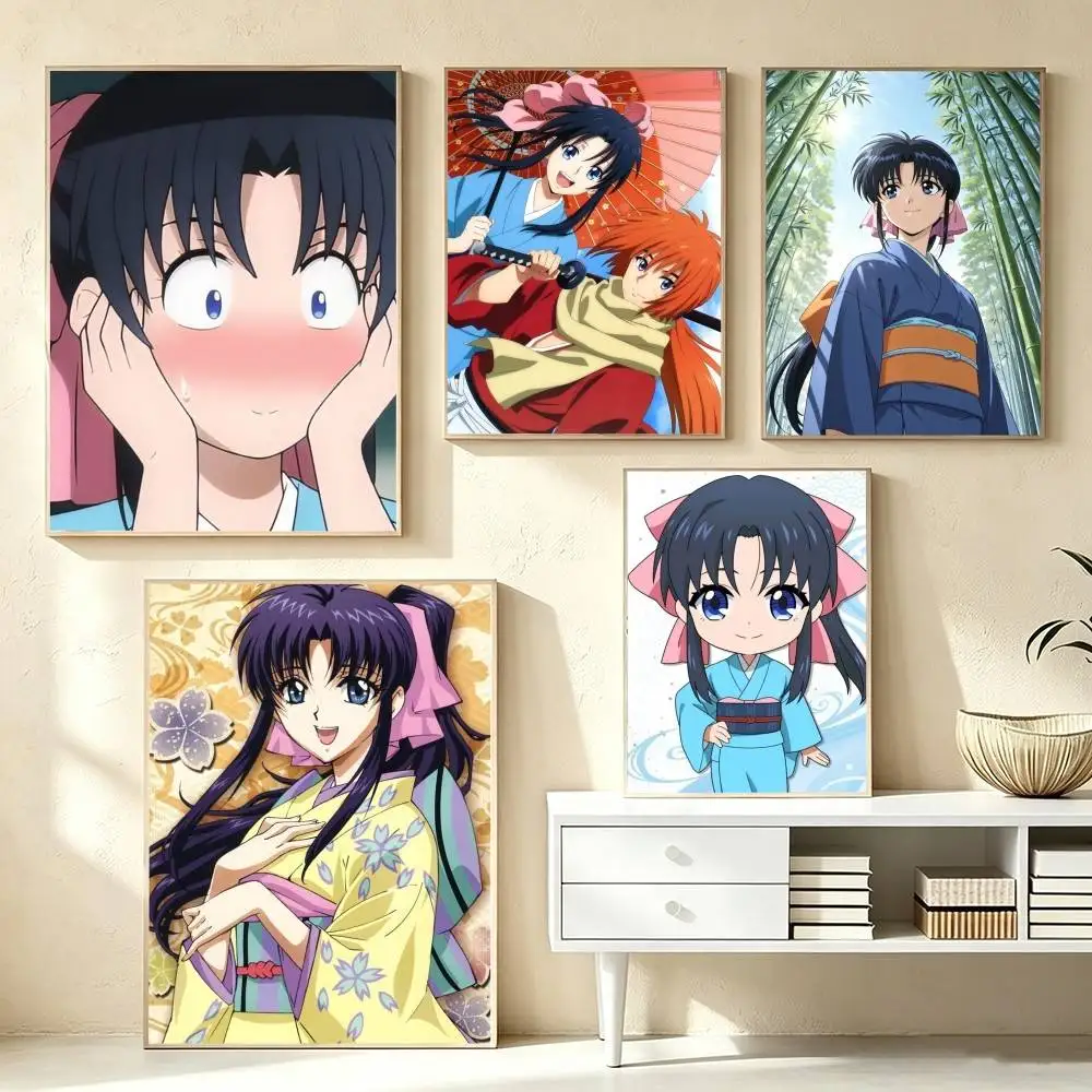 R-Rurouni Kenshin Kamiya Kaoru   Poster High Quality Dorm Living Room Aesthetic Wall Decoration Painting Stickers Gift