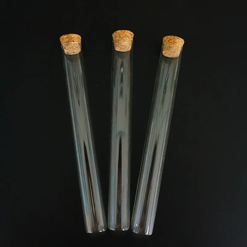 24pcs/lot 20x180mm Round Bottom Glass Test Tube With Cork Hard Packing Vial Lab School Wedding Favours