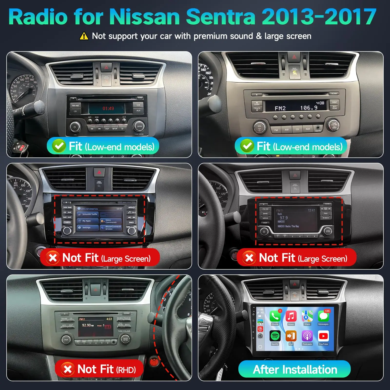 Car Stereo for Nissan Sentra 2013 2014 2015 2016 2017 Carplay Radio Linux 10.1 