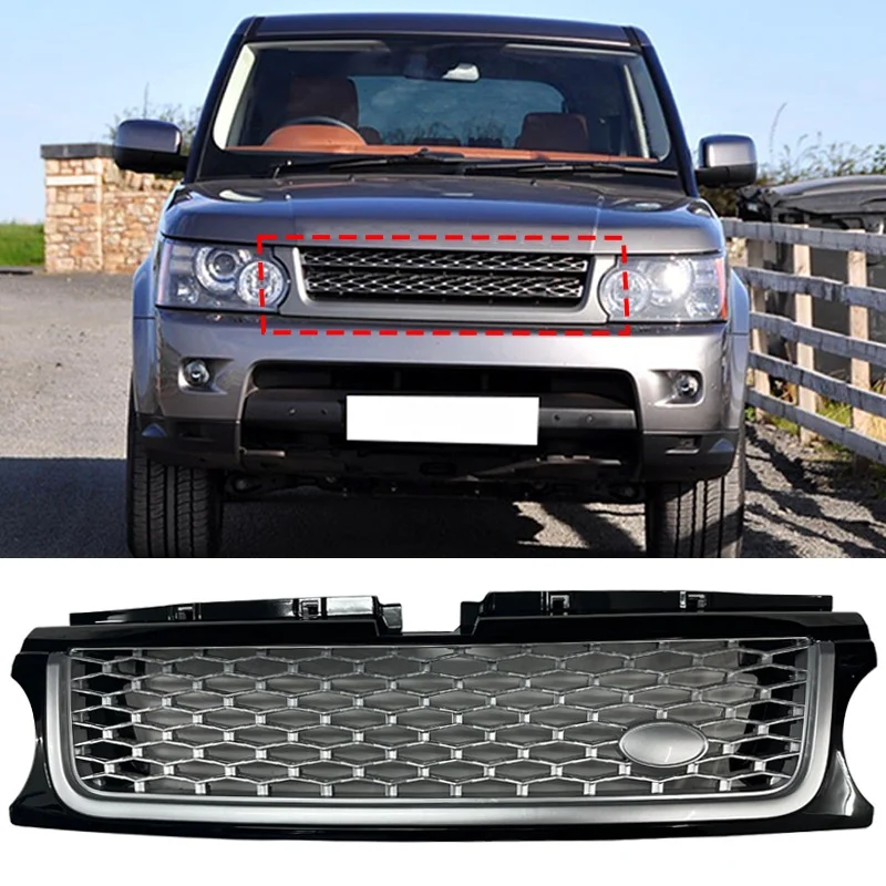 Suitable For Land Rover Range Rover Sport 2010-2013 Center Grille Air Intake Black Border Silver Mesh
