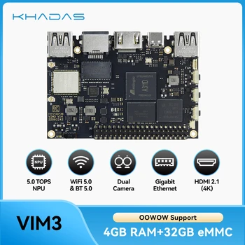 Khadas VIM3 SBC: 12 nm Amlogic A311D Soc met 5.0 TOPS NPU |   4GB + 32GB (Pro-model)