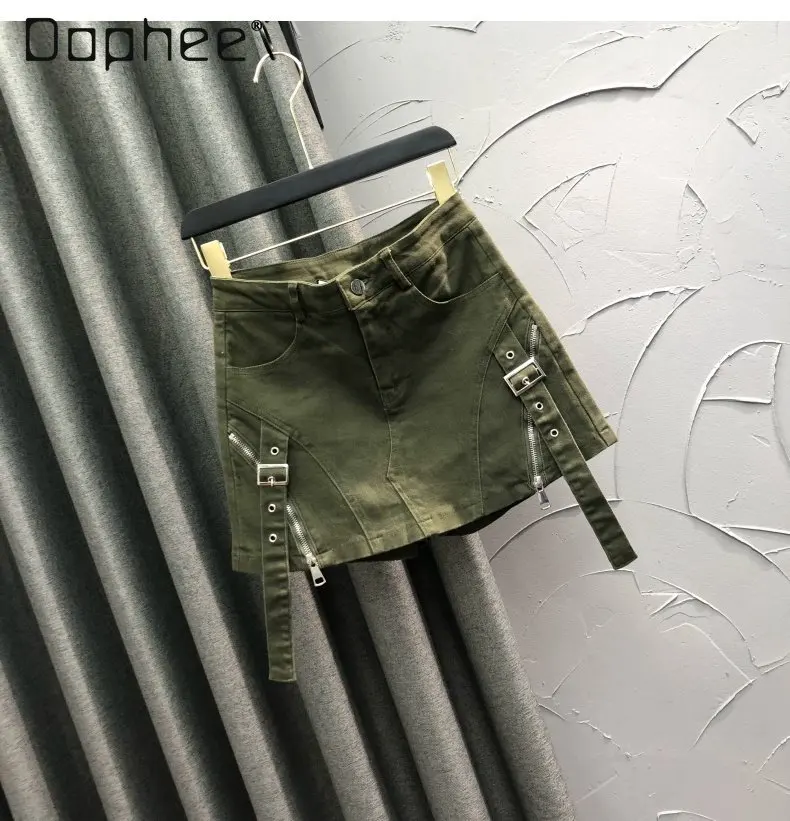 Brown High-waisted Denim Shorts Skirt Women's Spring New Fashion Street Spice Girl A-line Skirt Pants Mini Skirt All Matching