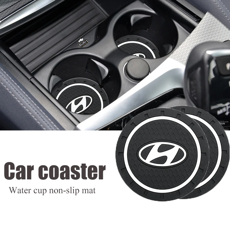 

For Hyundai IX35 Azera Sonata Mistra Elantra Tucson Tiburon Car Coasters Water Cup Slots Non-Slip Mat Water Cup Mat Drink Pad