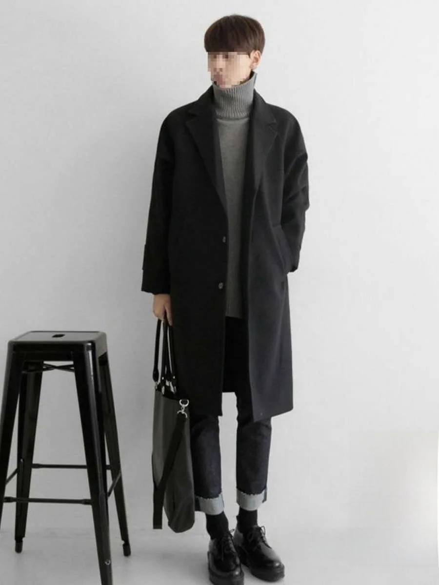 

Новинка 2025, мужское длинное тепе шерстяное пальто, японская ветровка свободного кроя, специальное широкое издание, осенняя мода, внешняя...