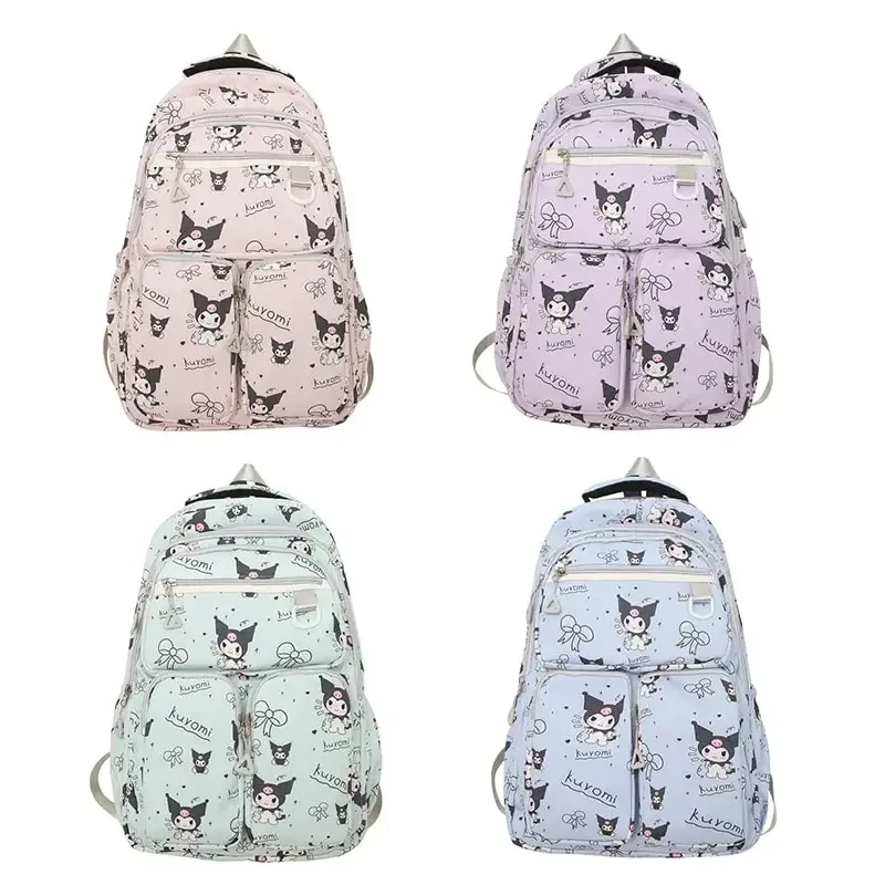 New Sanrio Cartoon Kuromi Backpack Student Large Capacity Lightweight School Bag Kawaii Cute Girls Gift