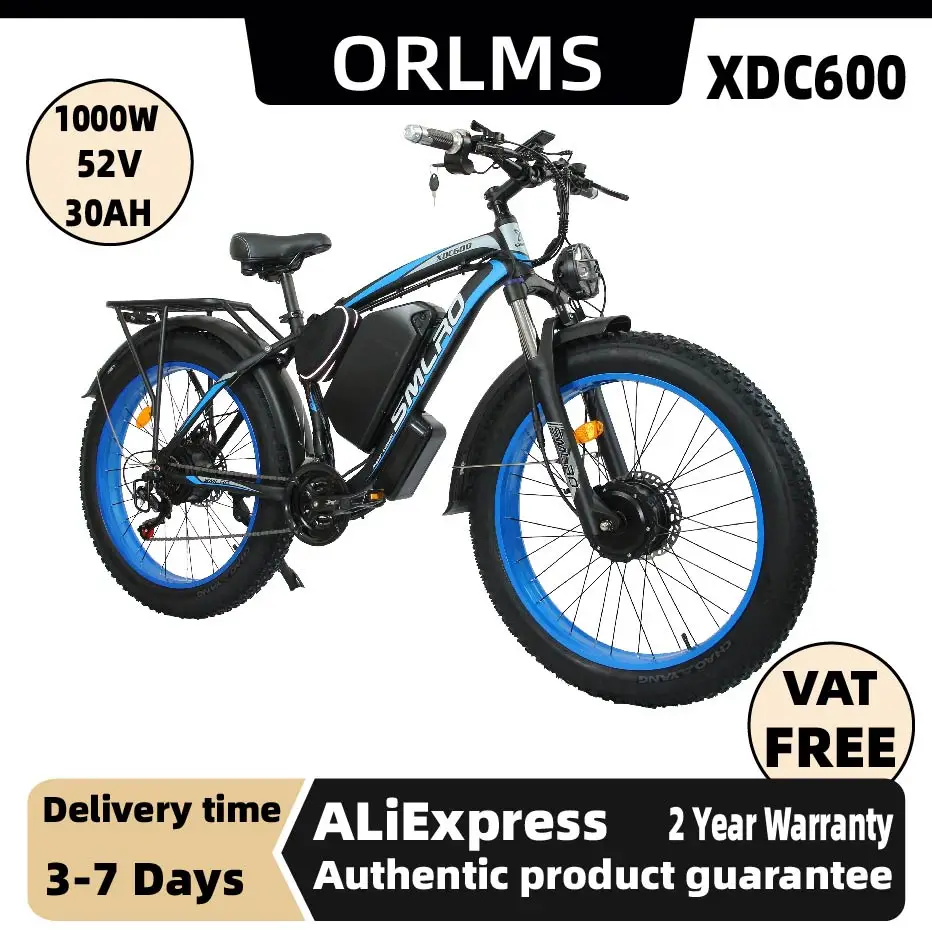 

ORLMS XDC600 1000W adult E-bike 52V 30Ah battery Electric Bike,26-inch All-terrain fat tire E-Mountain bike