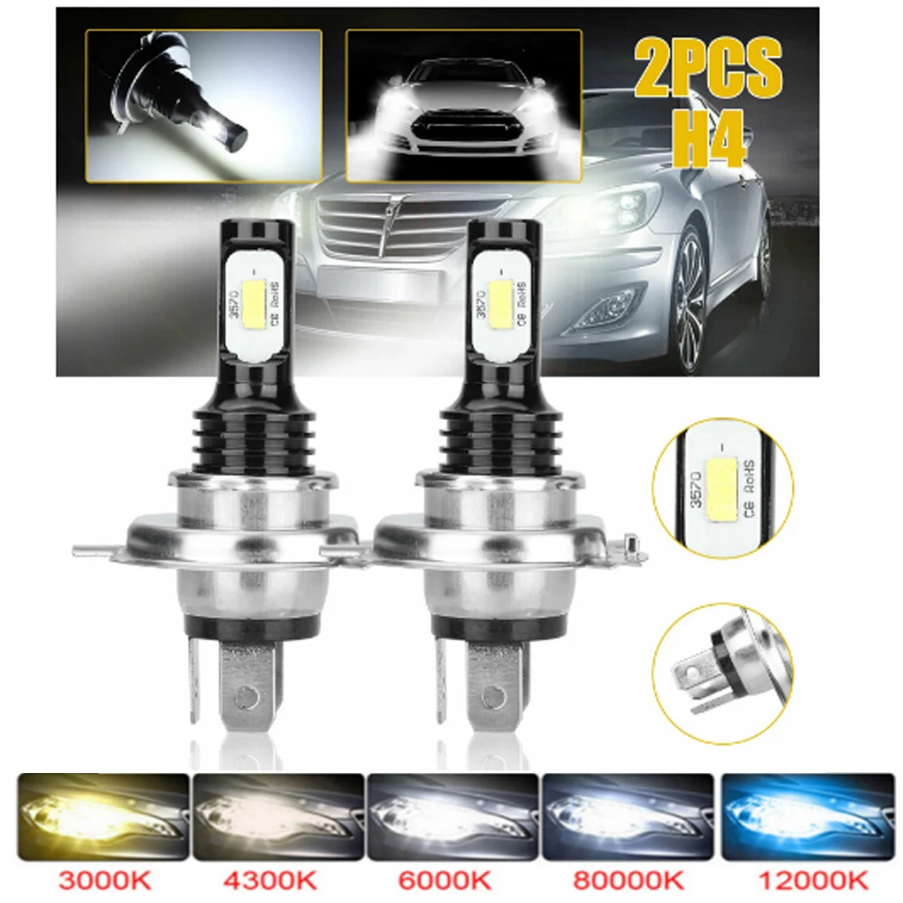 2Pcs CSP H4 H7 LED Bulbs Headlight H11 H8 H9 Car Fog Light 9005 HB3 9006 HB4 H1 H3 H16JP Lamp Day DRL Light Auto 6000K 12V 24V