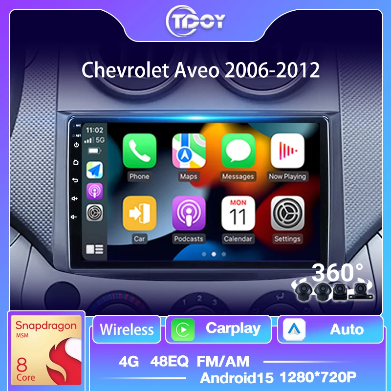 

2Din Android 15 Car Stereo WIFI 4G Carplay For Chevrolet Aveo 2006-2012 Android Auto Wireless Bluetooth Multimedia Video Player
