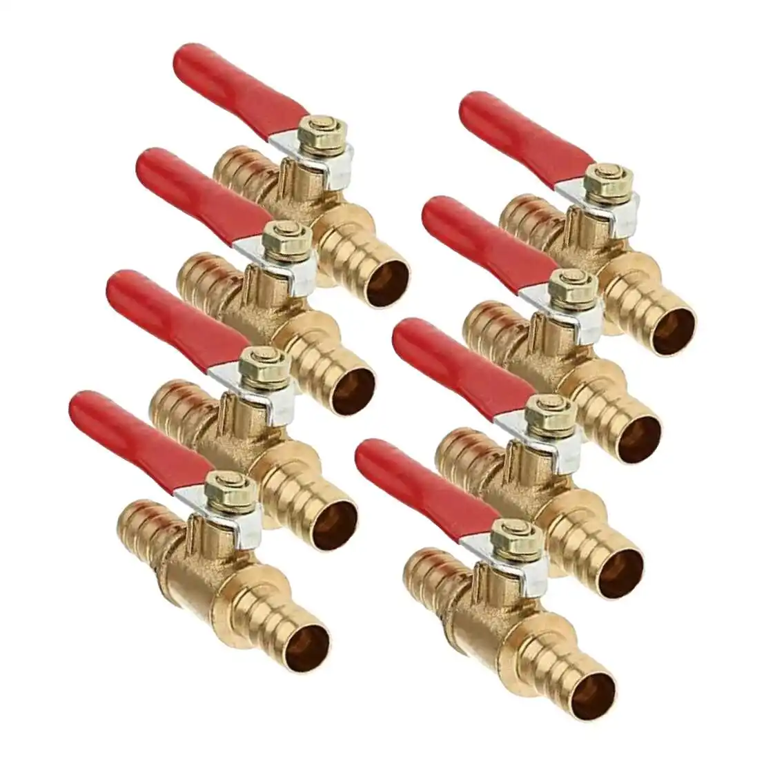 8pcs 8mm Universal Motorcycle Hose Brass Barbed Inline Shut Off Ball Valve Water Air Gas Fuel Tap New