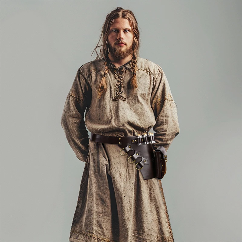 Medieval Alchemist Waist Bag Vintage Viking Style Multifunctional Utility Belt with Bottle Holders Cosplay Costume Accessories