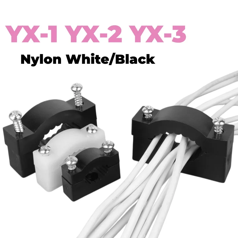 YX-1 YX-2 YX-3 Nylon White/Black Cable and wire Fixing Clamps Round Double-entry Cable Clamp